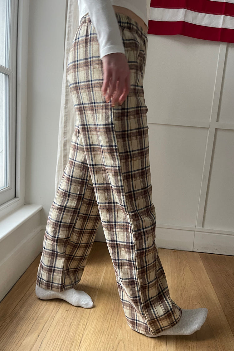 Catherine Pants | Navy Tan Brown Plaid / S/M