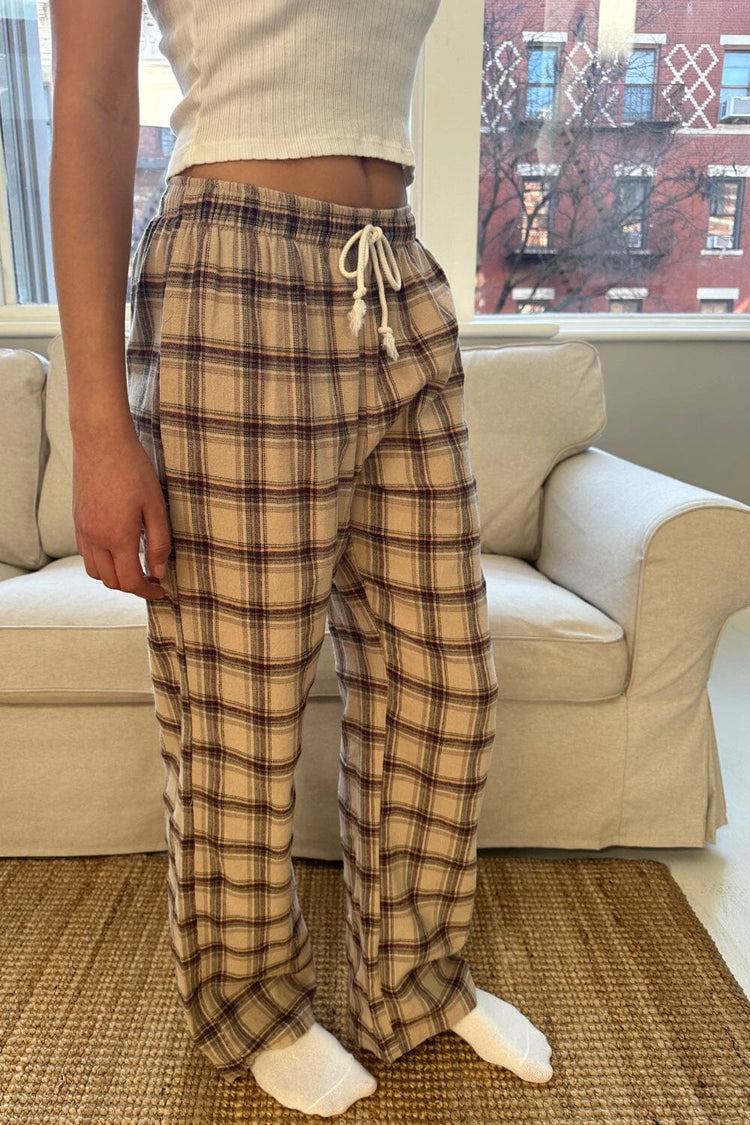 Catherine Pants | Tan Brown Green Orange Plaid / S/M