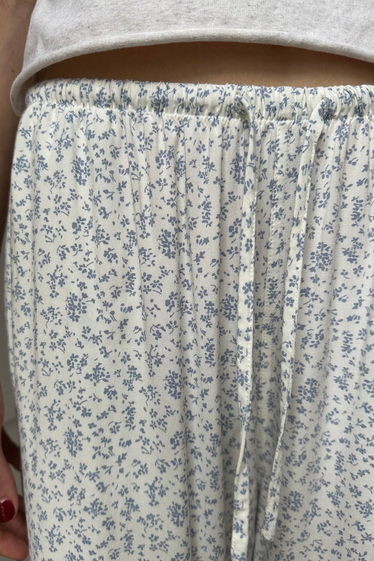 Anastasia Floral Pants | Ivory With Light Blue Daisy Floral / S/M