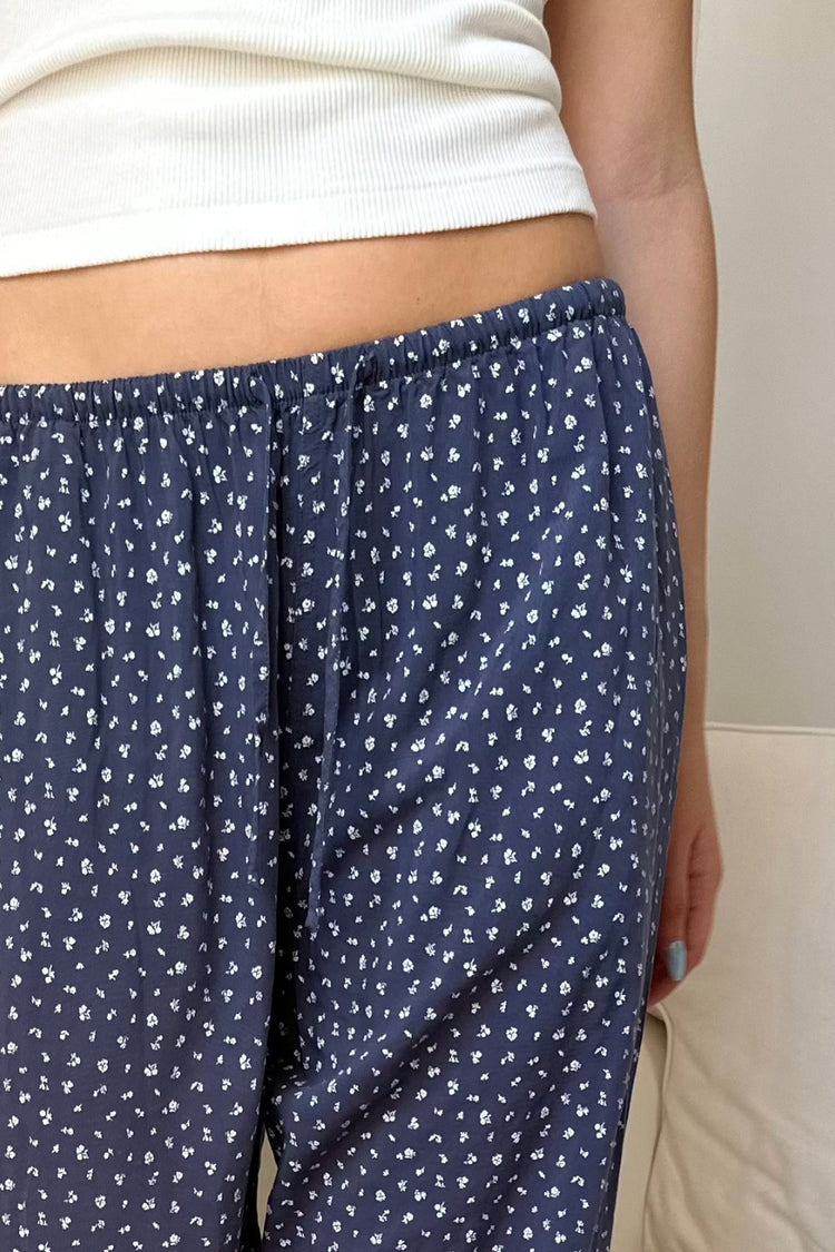 Anastasia Floral Pants | Washed Navy Blue With White Floral / S/M