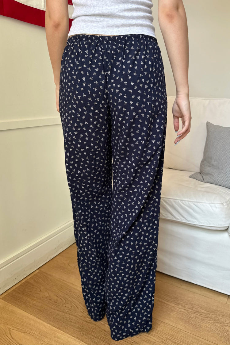 Anastasia Floral Pants | Navy Blue With White Ditsy Floral / S/M