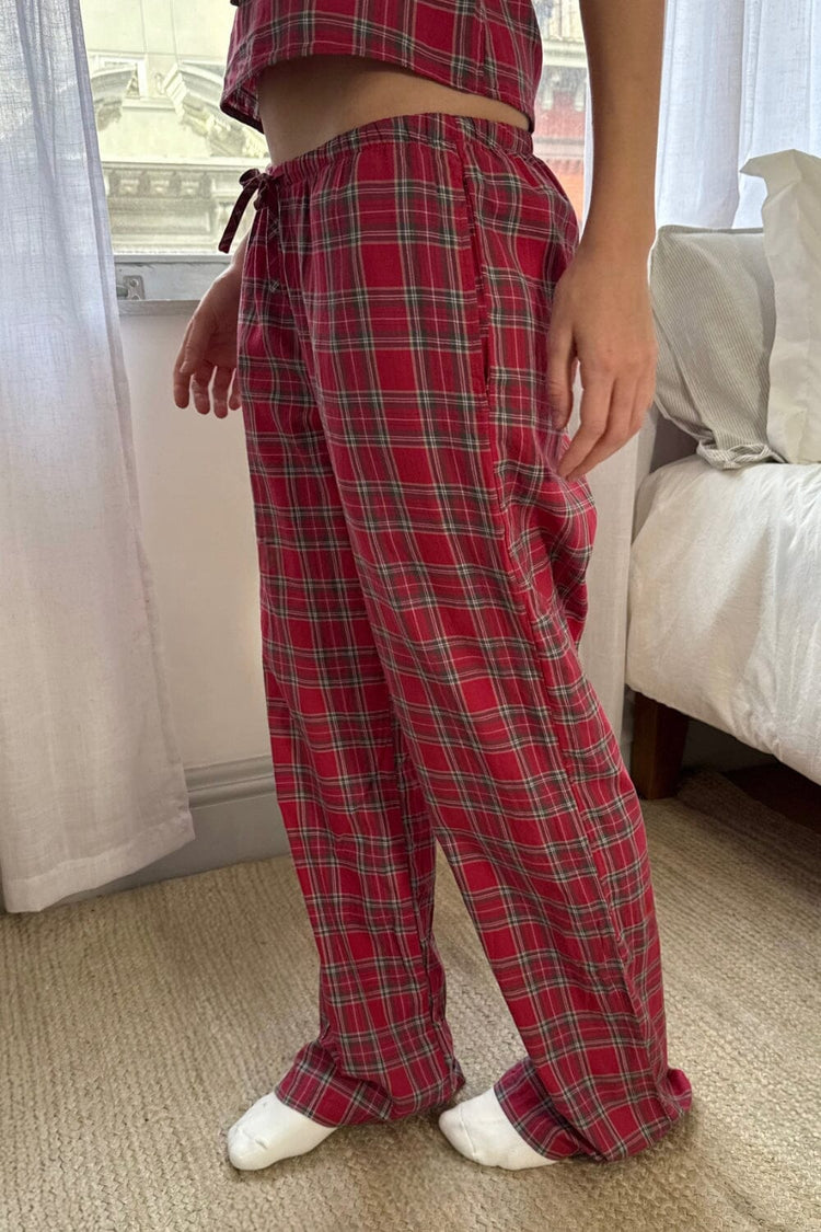 Noelia Plaid Pants | Faded Red With Green White Plaid / XS/S