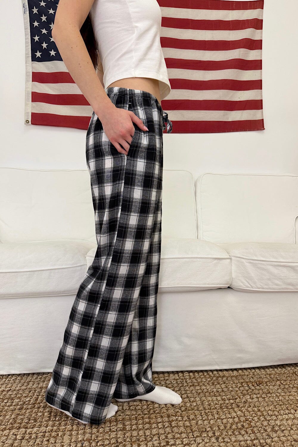 Noelia Plaid Pants | Black White Plaid / XS/S