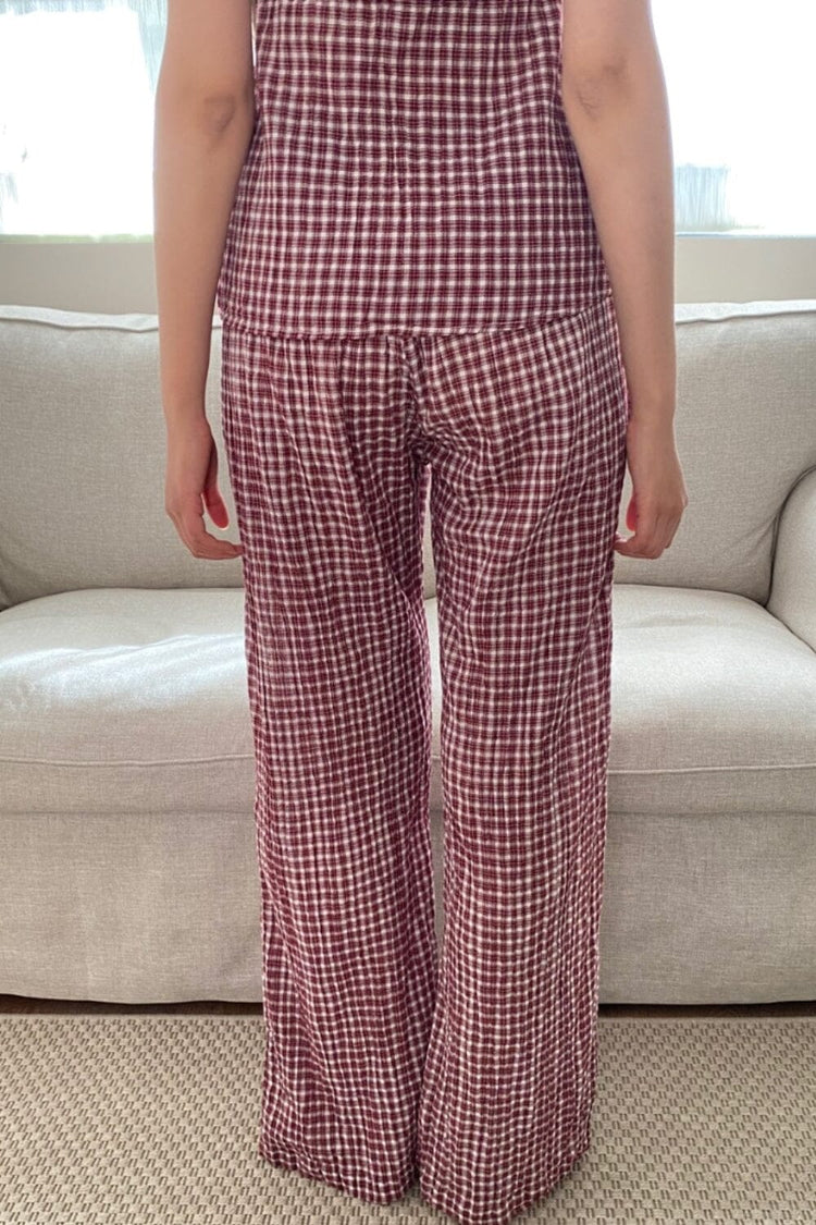 Anastasia Plaid Pants | Burgundy White Plaid / XS/S