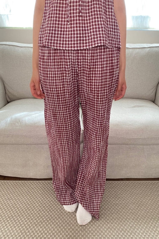 Burgundy White Plaid / XS/S
