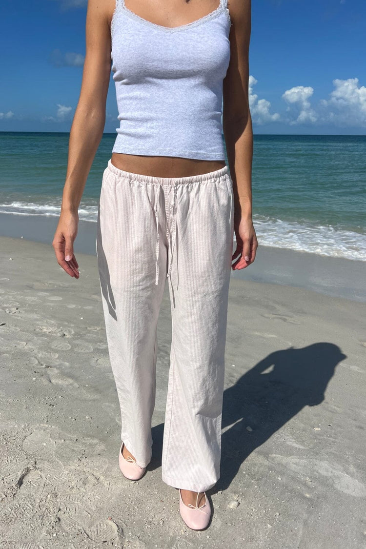 Anastasia Pants | Pink And White Vertical Stripes / S/M