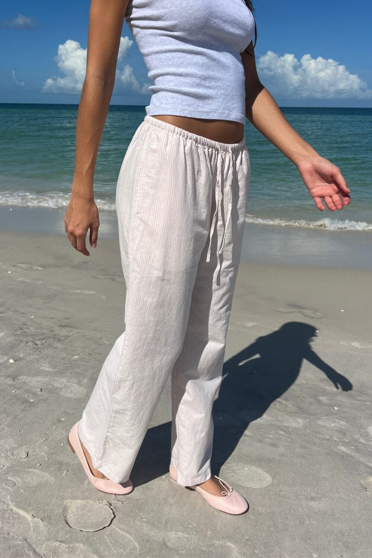 Anastasia Pants | Pink And White Vertical Stripes / S/M