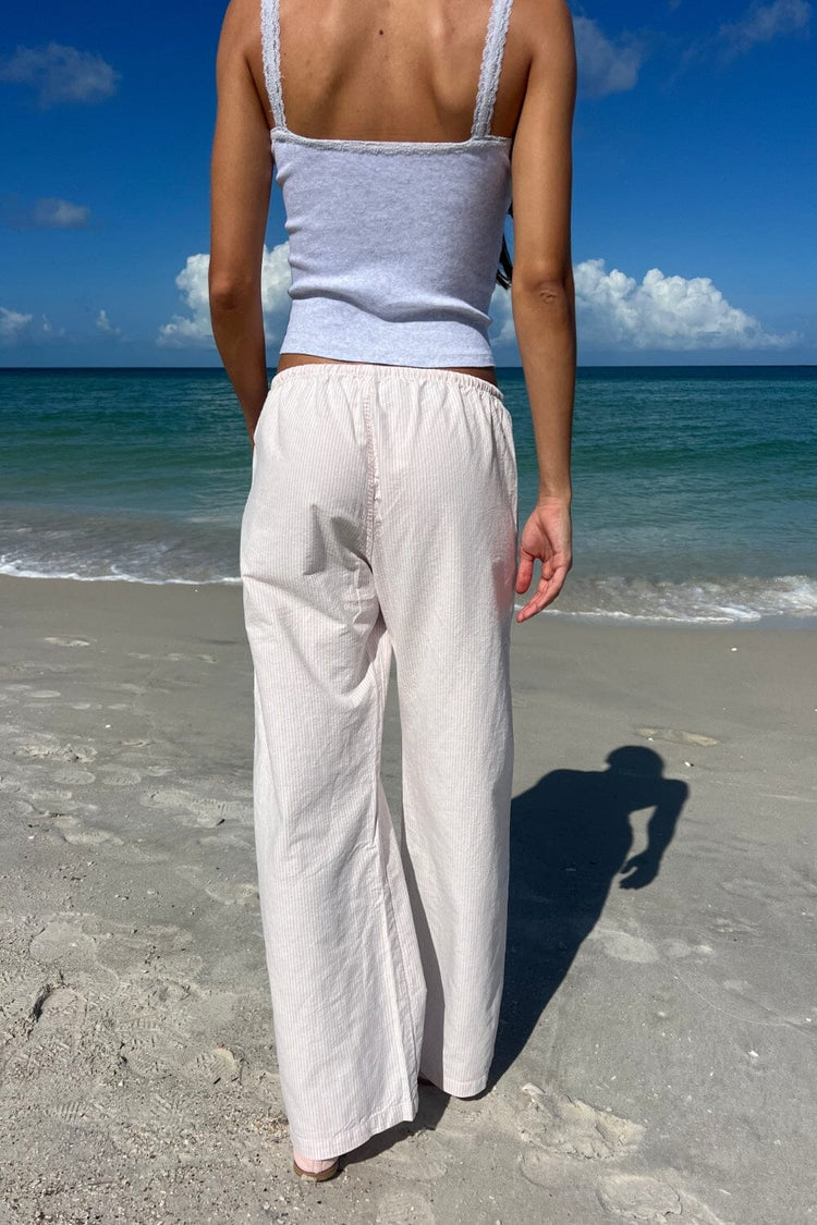 Anastasia Pants | Pink And White Vertical Stripes / S/M