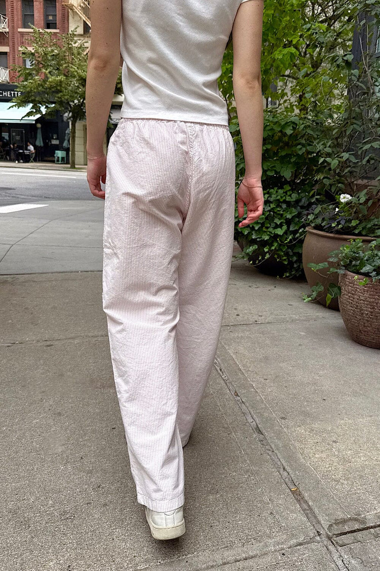 Anastasia Pants | Pink And White Vertical Stripes / S/M