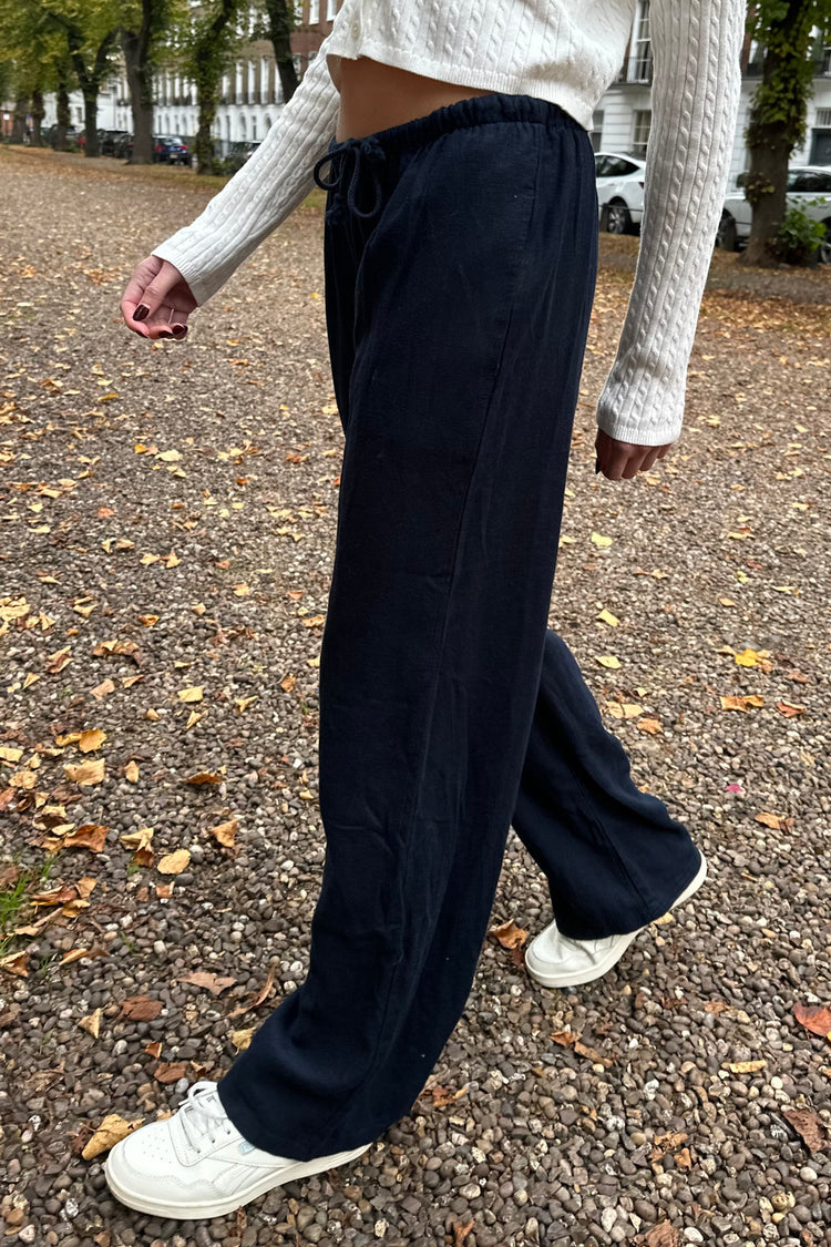 Anastasia Linen Pants | Navy Blue / S