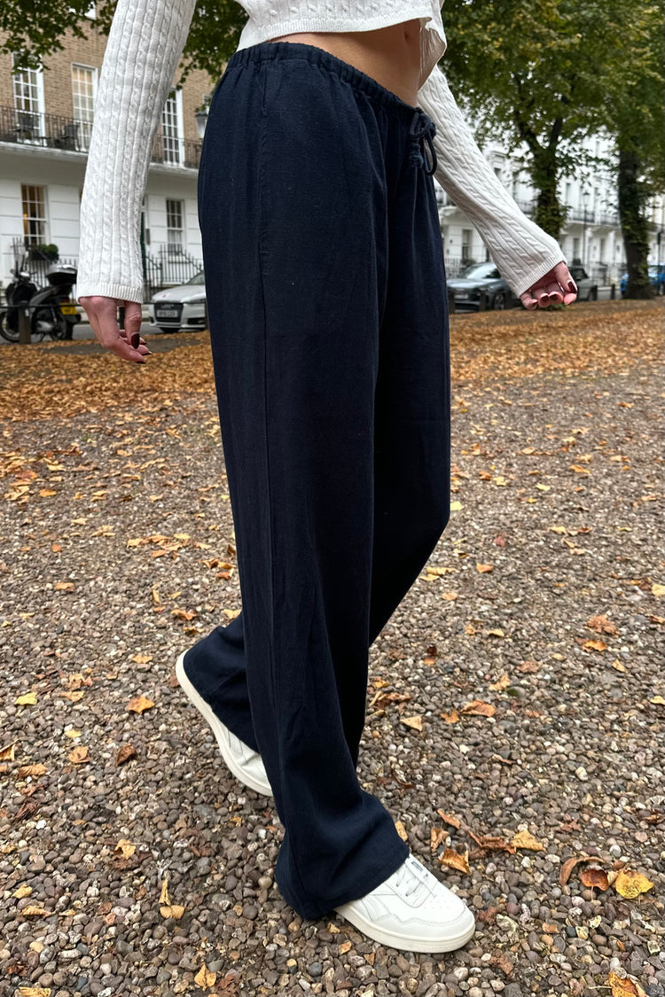 Anastasia Linen Pants | Navy Blue / S