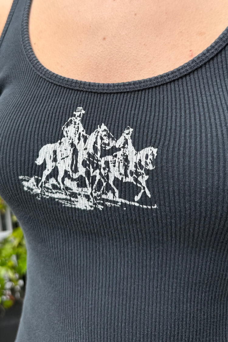 Amaya Riders on Horseback Tank | Black / XS/S