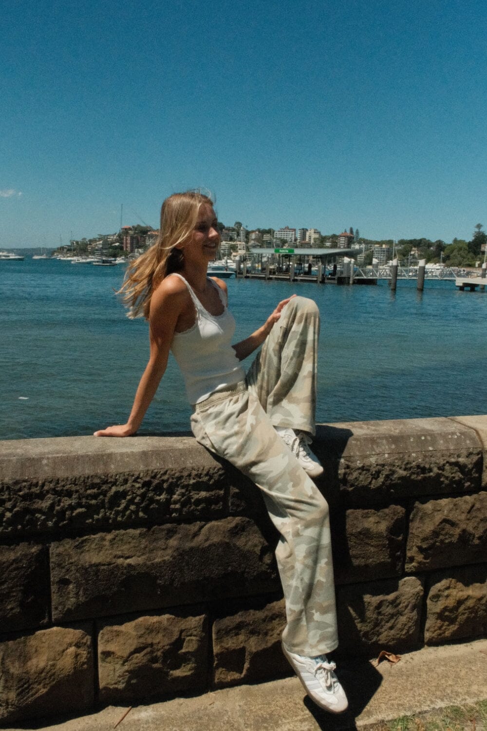 Anastasia Tie Sweatpants | Light Camouflage / S/M