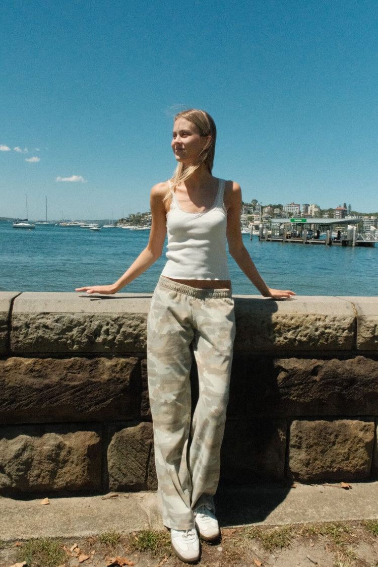 Anastasia Tie Sweatpants | Light Camouflage / S/M