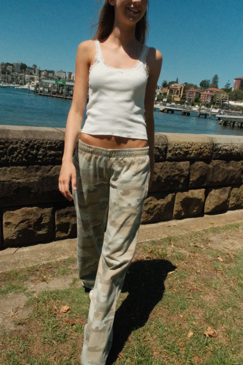 Anastasia Tie Sweatpants | Light Camouflage / S/M