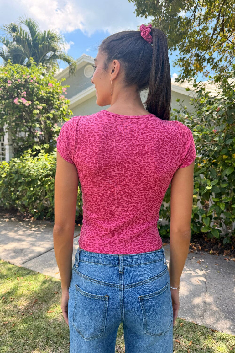 Ashlyn Leopard Top | Bright Pink Leopard / XS/S