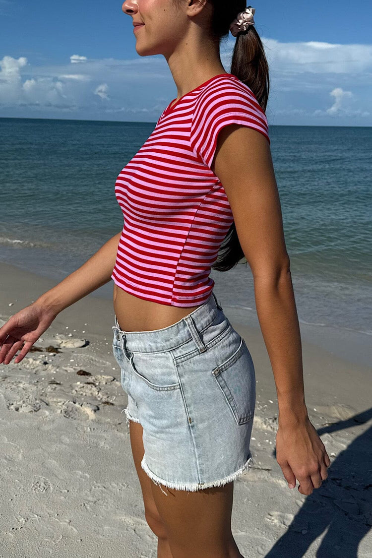 Ashlyn Stripe Top | Red And Pink Stripes / XS/S