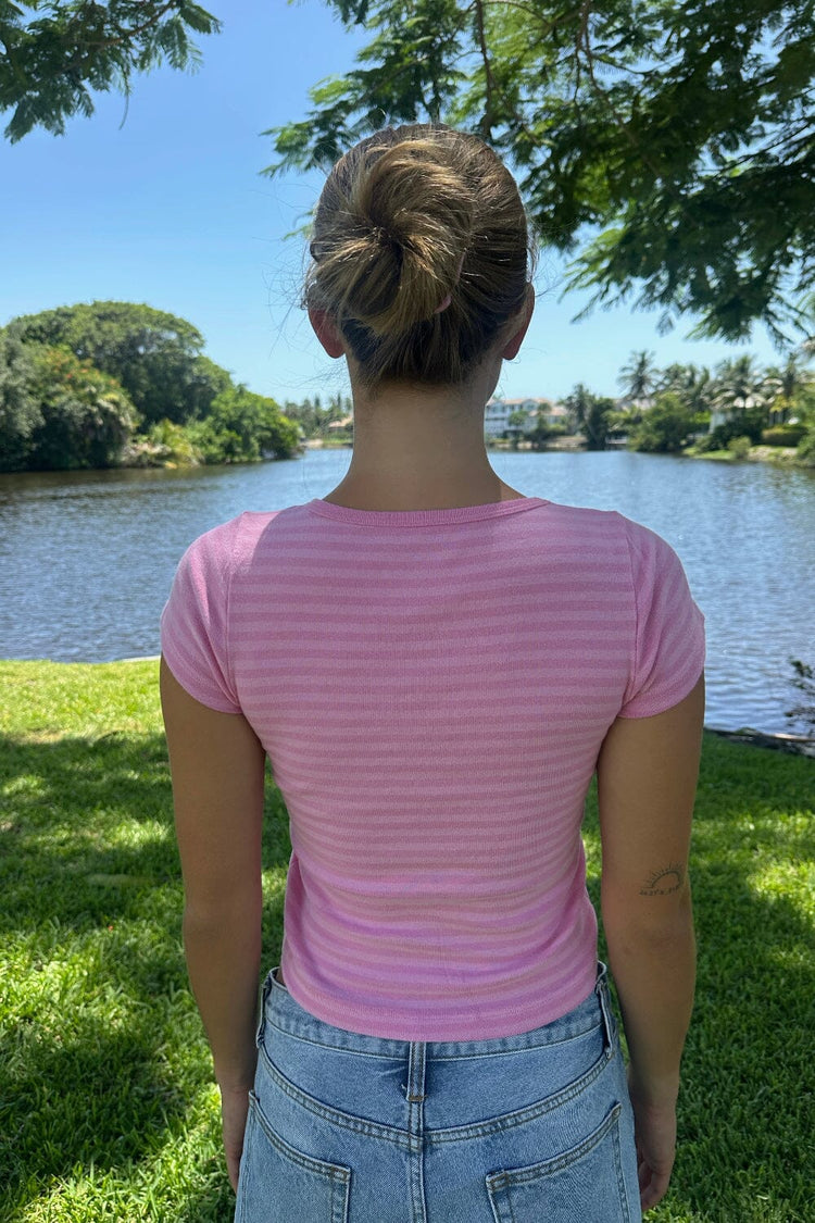 Ashlyn Striped Top | Bubblegum Pink Stripes / XS/S