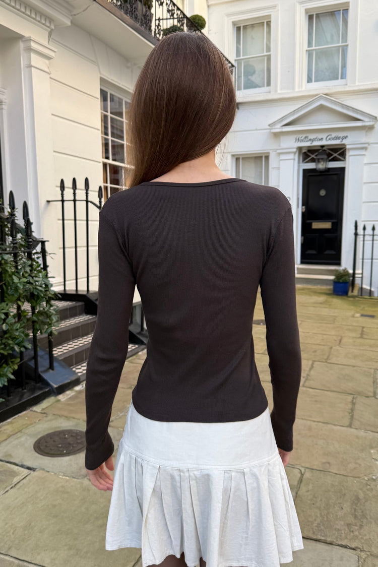 Josephine Ribbed Top | Dark Brown / XS/S