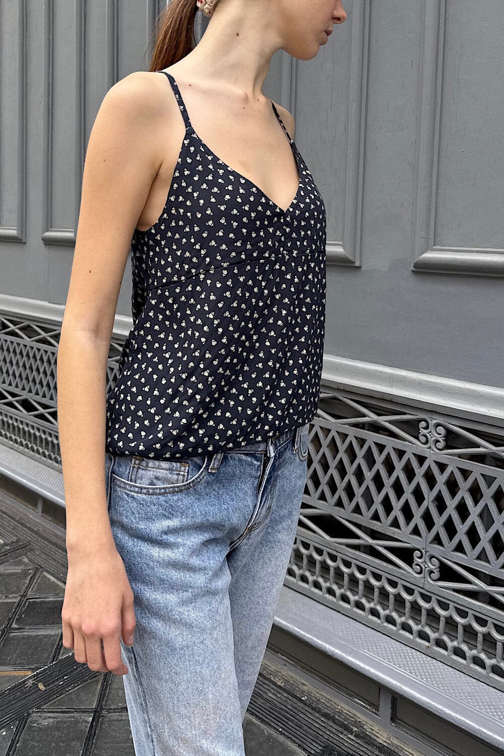 Navy Blue With White Ditsy Floral / XS/S