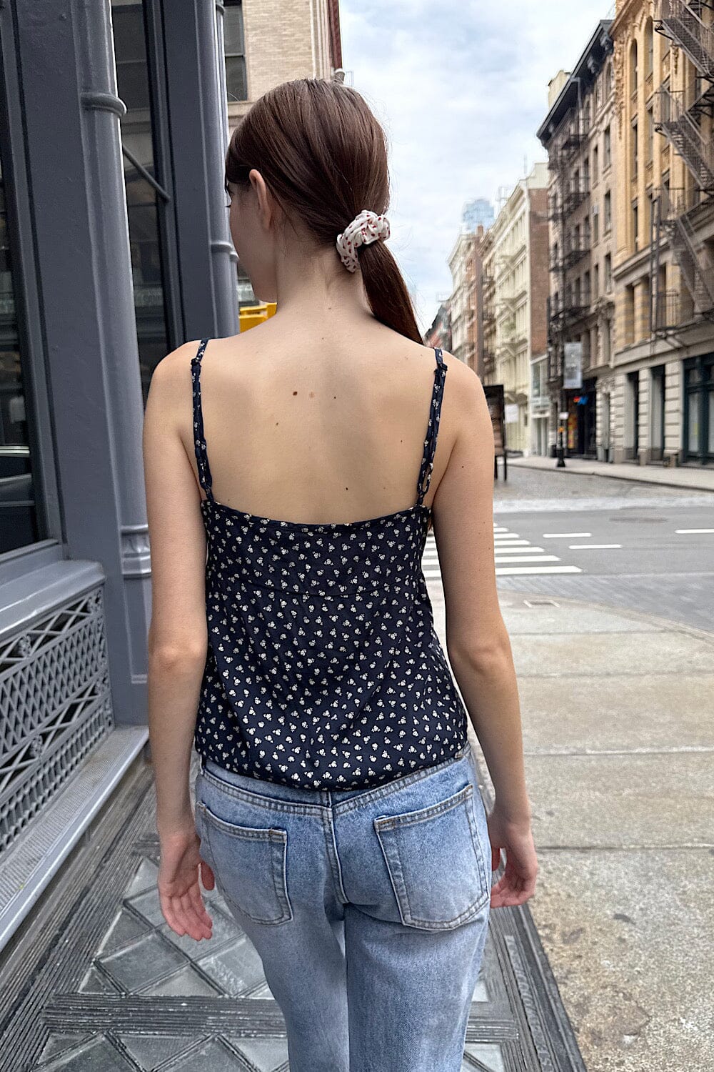 Navy Blue With White Ditsy Floral / XS/S