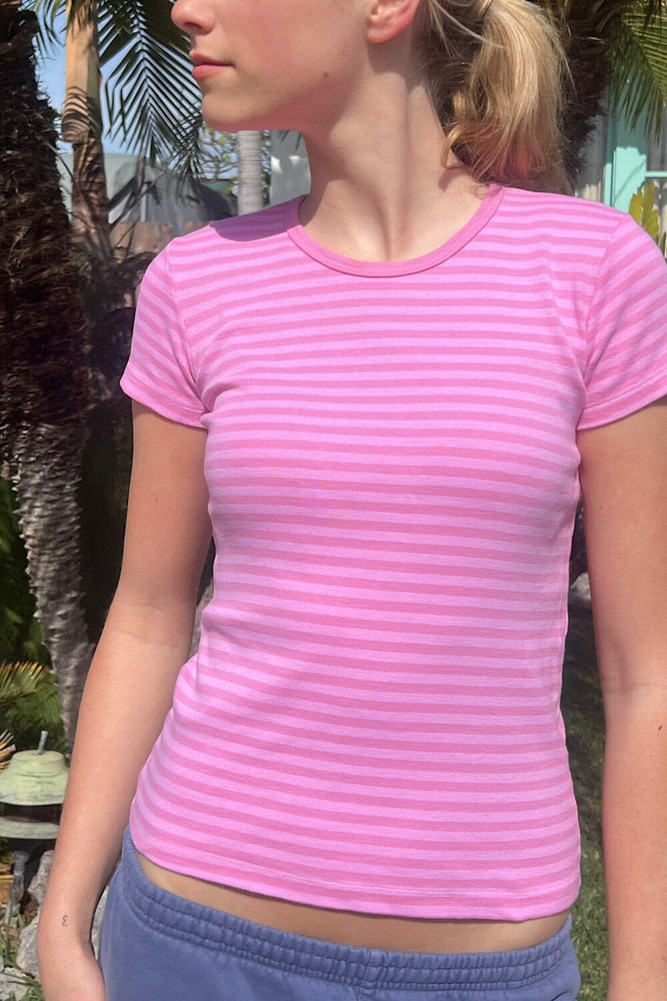 Hailie Long Striped Top | Bubblegum Pink Stripes / XS/S