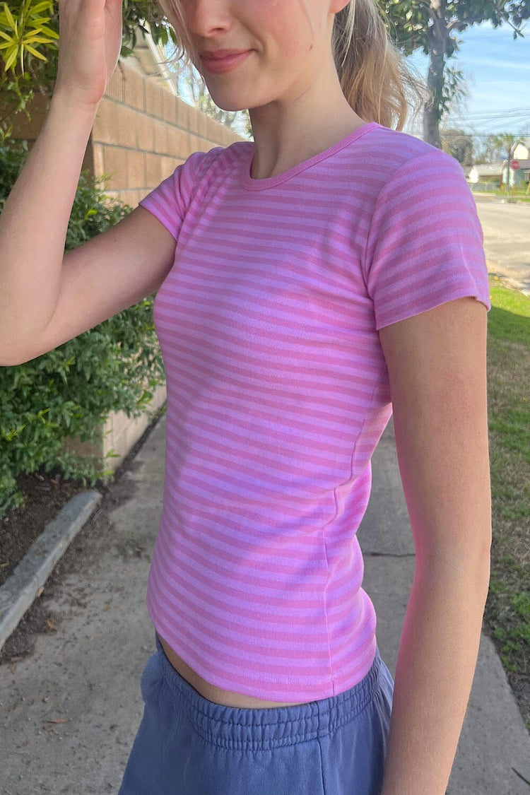 Hailie Long Striped Top | Bubblegum Pink Stripes / XS/S