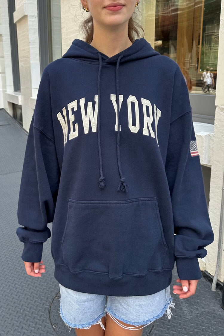 Hoodie New Yorker Jacke Blau Brandy Melville Two Tone Hoodie