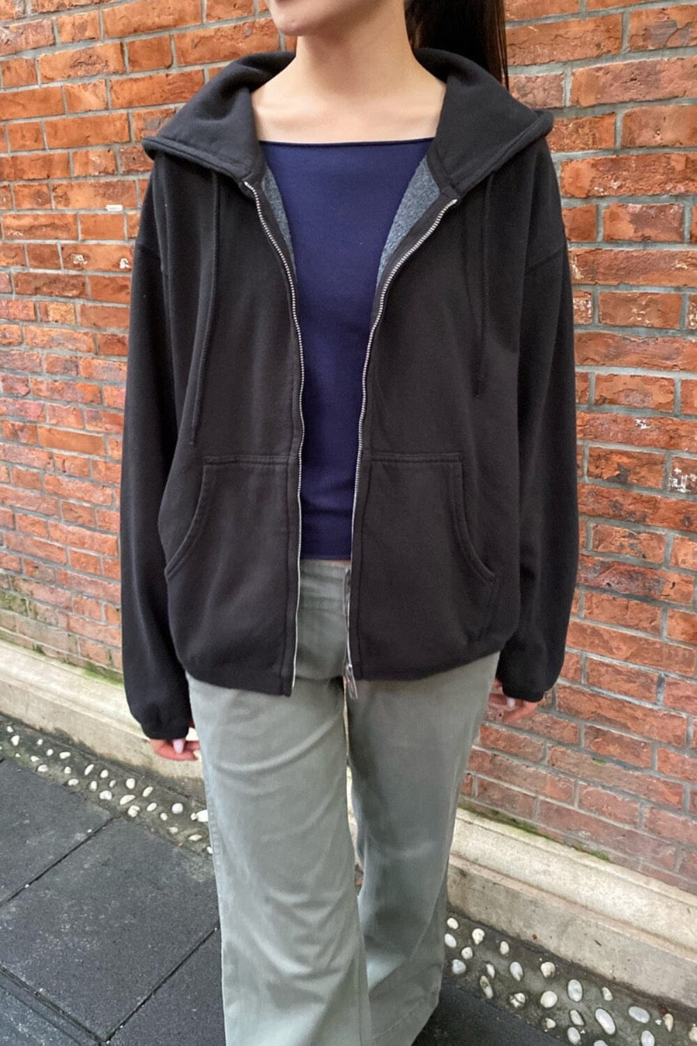 Christy Zip-Up Hoodie | Faded Black / Oversized Fit