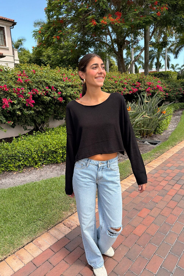 Cameron Cropped Sweater | Black / Cropped Fit
