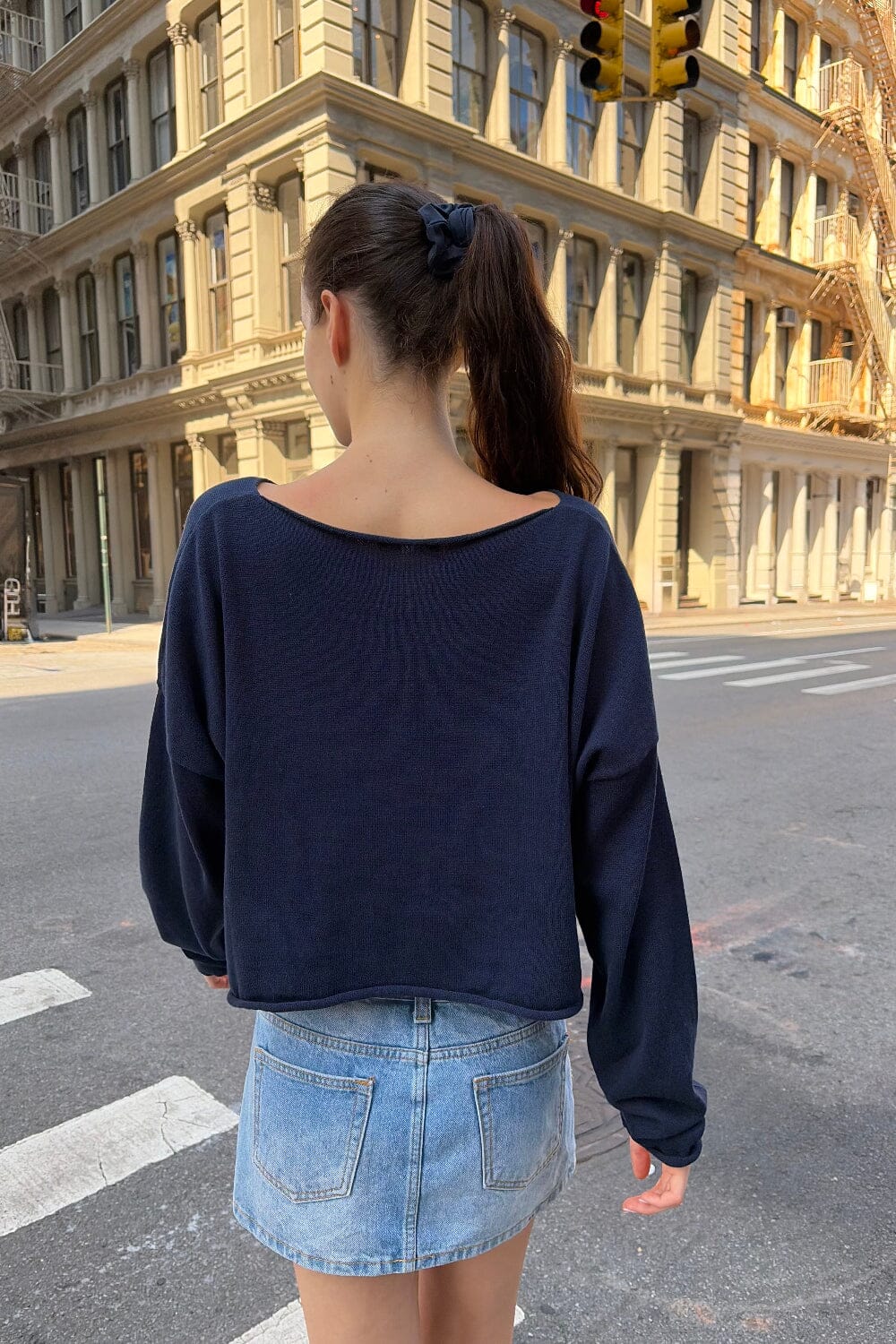 Cameron Cropped Sweater | Navy Blue / Cropped Fit