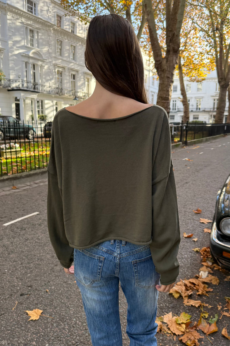 Cameron Cropped Sweater | Olive Green / Cropped Fit