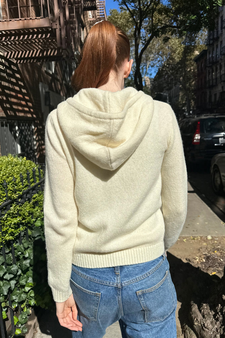 Alana Wool Zip-up Sweater | Cream / Regular Fit