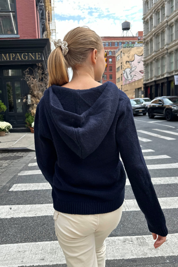 Alana Wool Zip-up Sweater | Navy Blue / Regular Fit