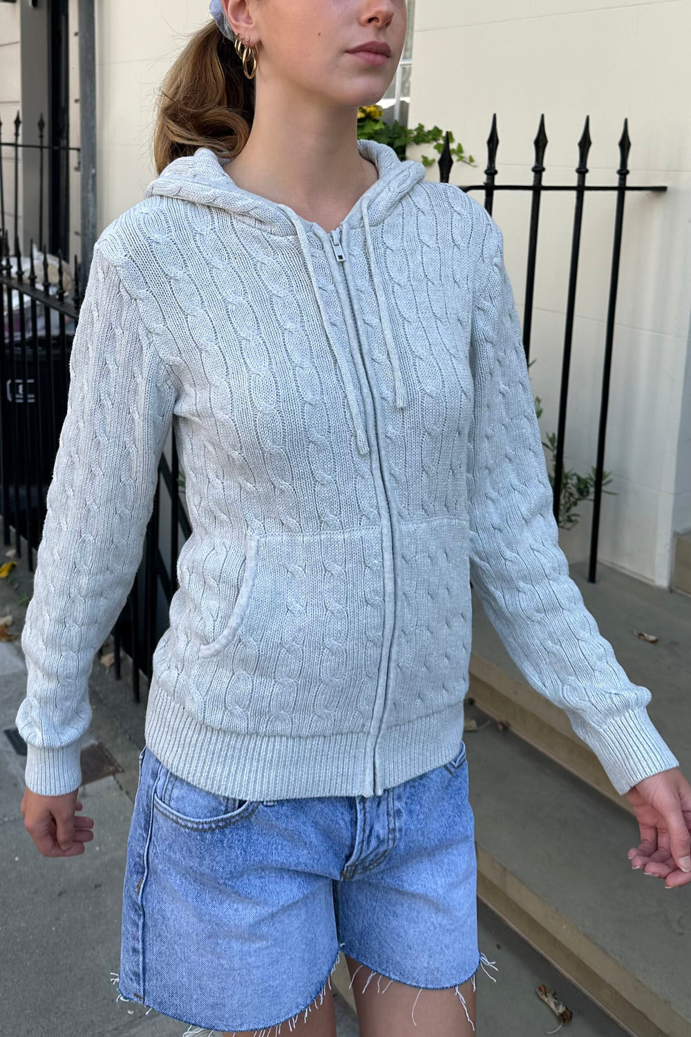 Cable knit hoodie women's online