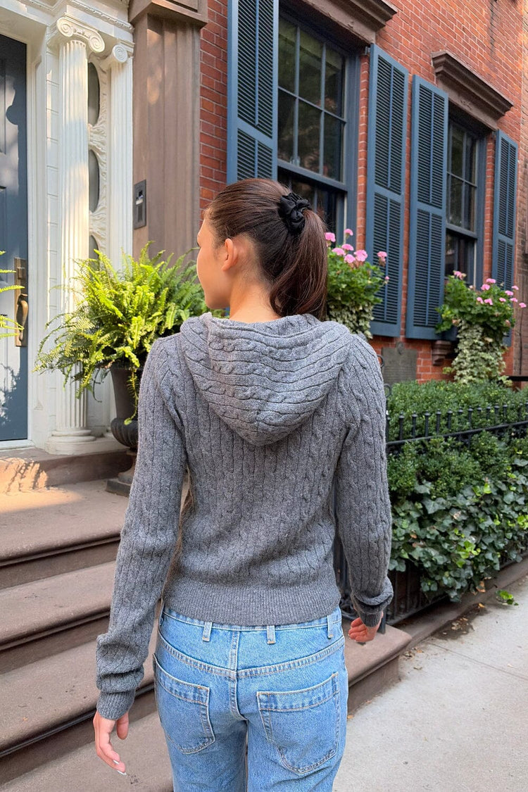 Alana Wool Zip-Up Sweater | Light Charcoal Grey / XS/S
