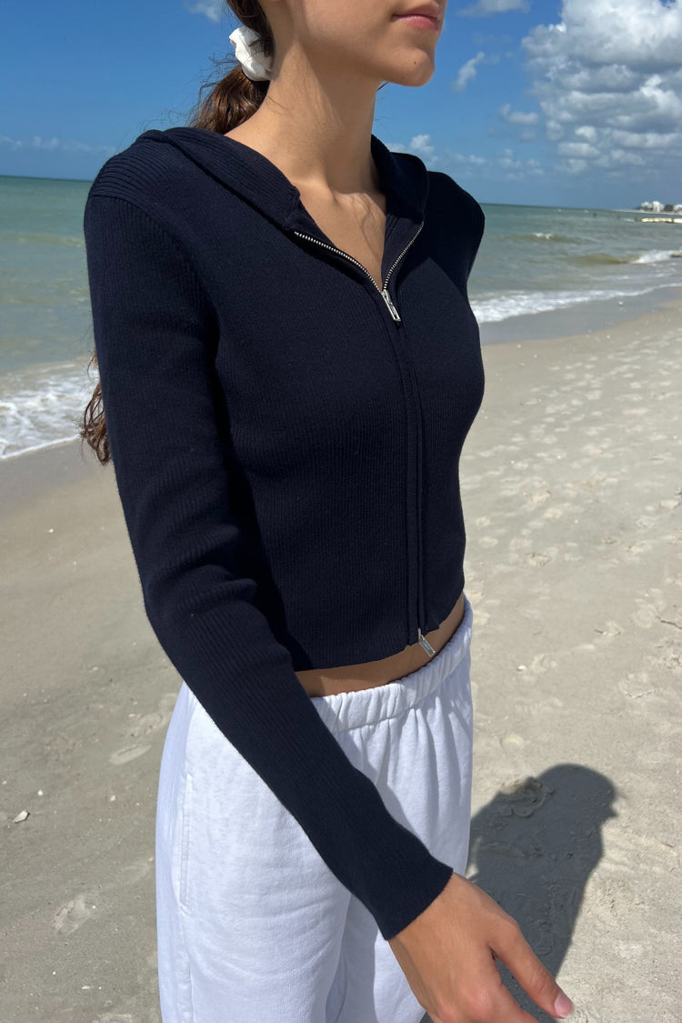 Arden Crop Hoodie | Navy Blue