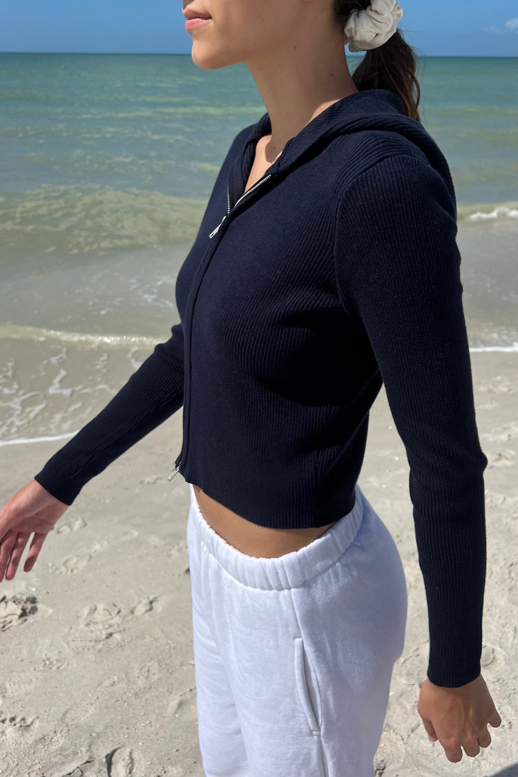 Arden Crop Hoodie | Navy Blue