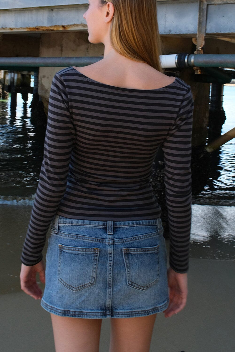 Amara Stripes Top | Black Grey Stripes / XS/S