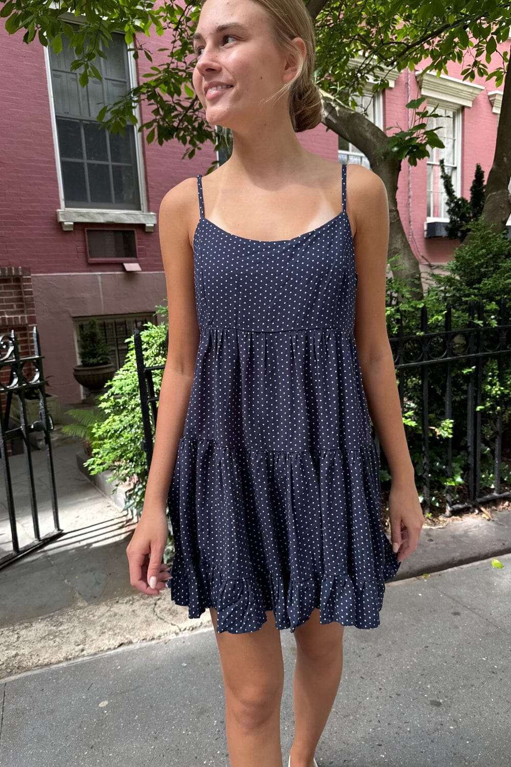 Colleen Polka Dots Dress | Navy Blue White Polka Dots / XS/S