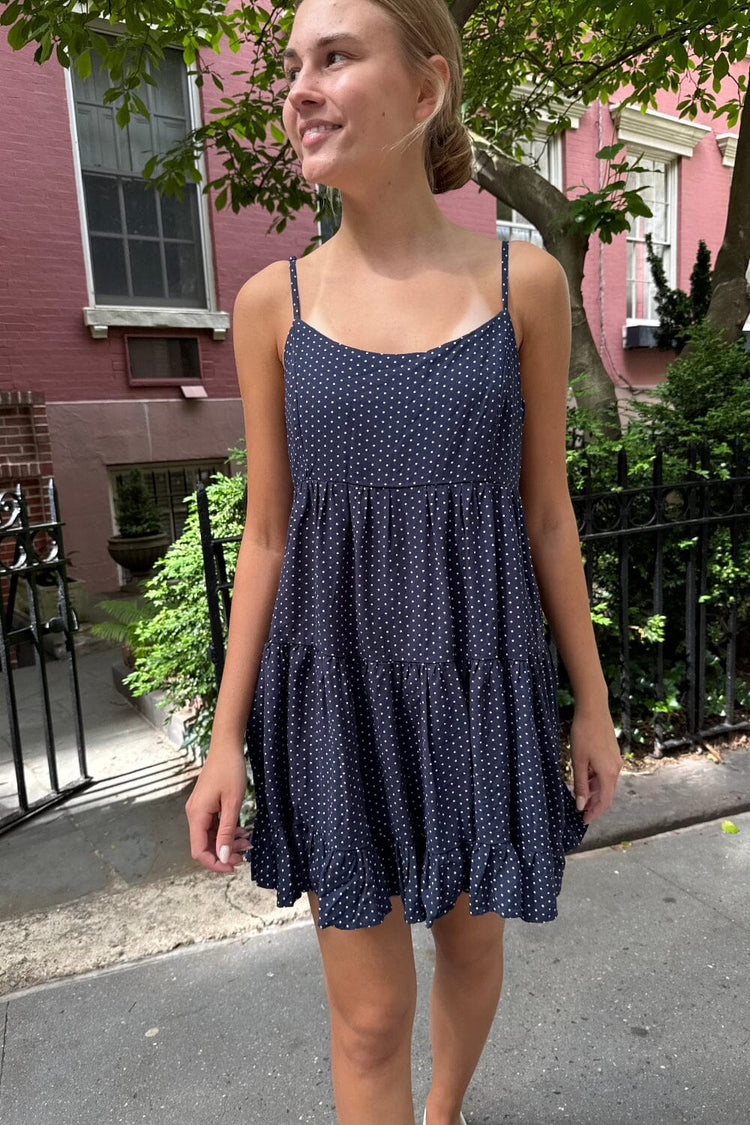 Colleen Polka Dots Dress | Navy Blue White Polka Dots / XS/S