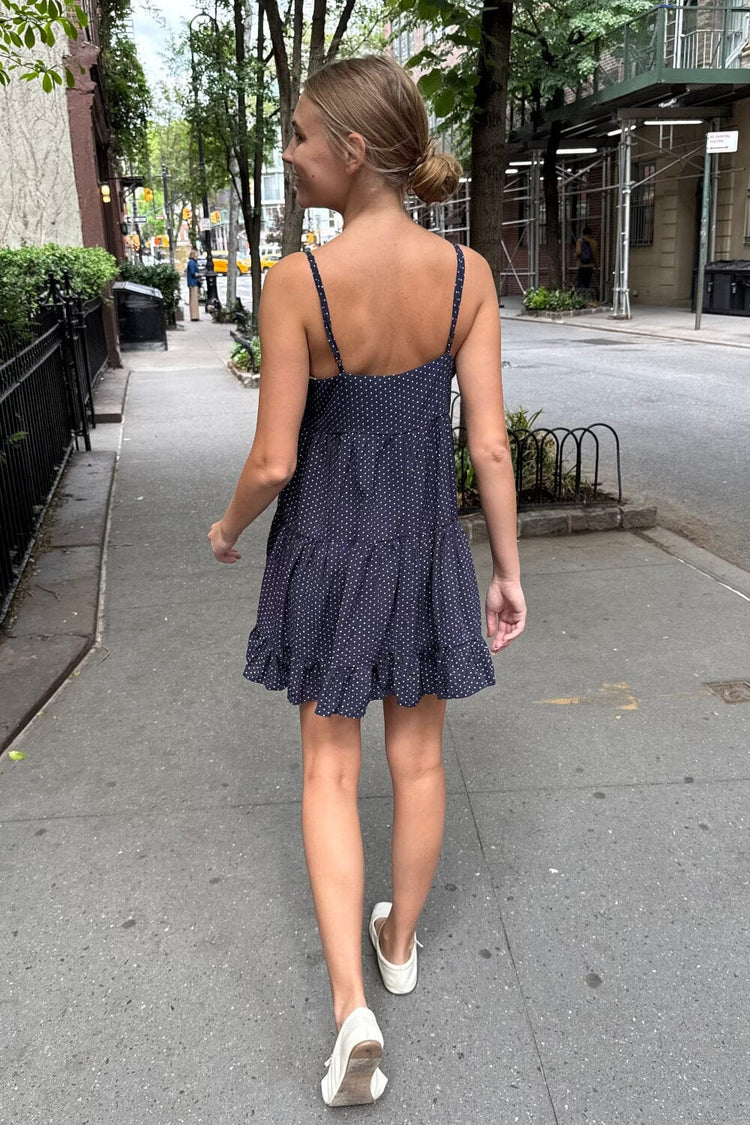 Colleen Polka Dots Dress | Navy Blue White Polka Dots / XS/S
