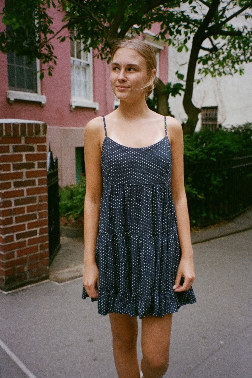 Colleen Polka Dots Dress | Navy Blue White Polka Dots / XS/S