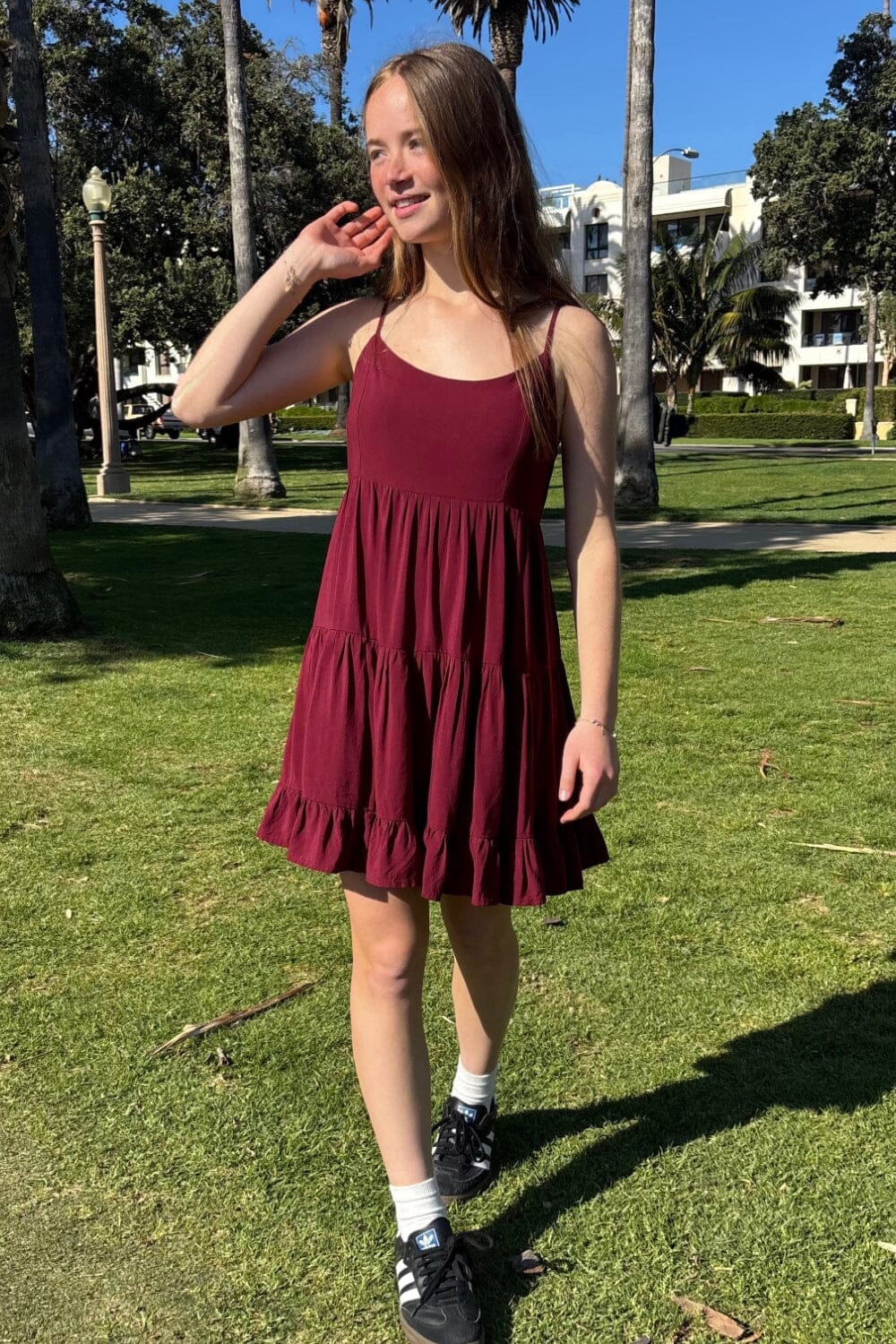 Silvana Ruffle Dress | Burgundy / XS/S