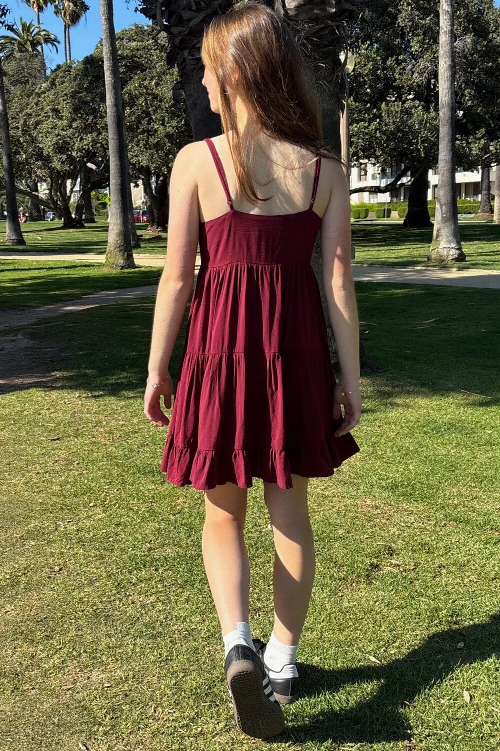 Silvana Ruffle Dress | Burgundy / XS/S