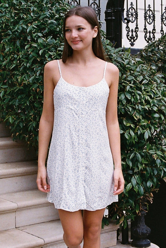 Ivory With Light Blue Daisy Floral / XS/S