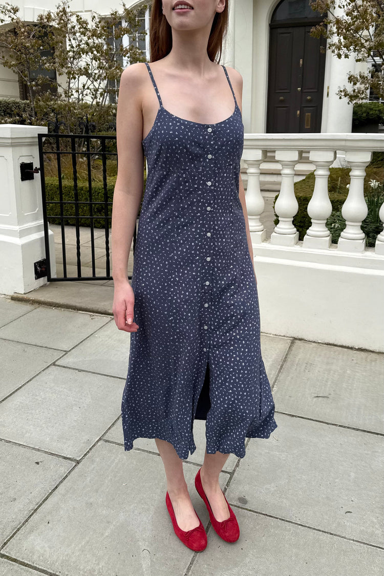 Collen Floral Dress | Faded Navy White Floral / S