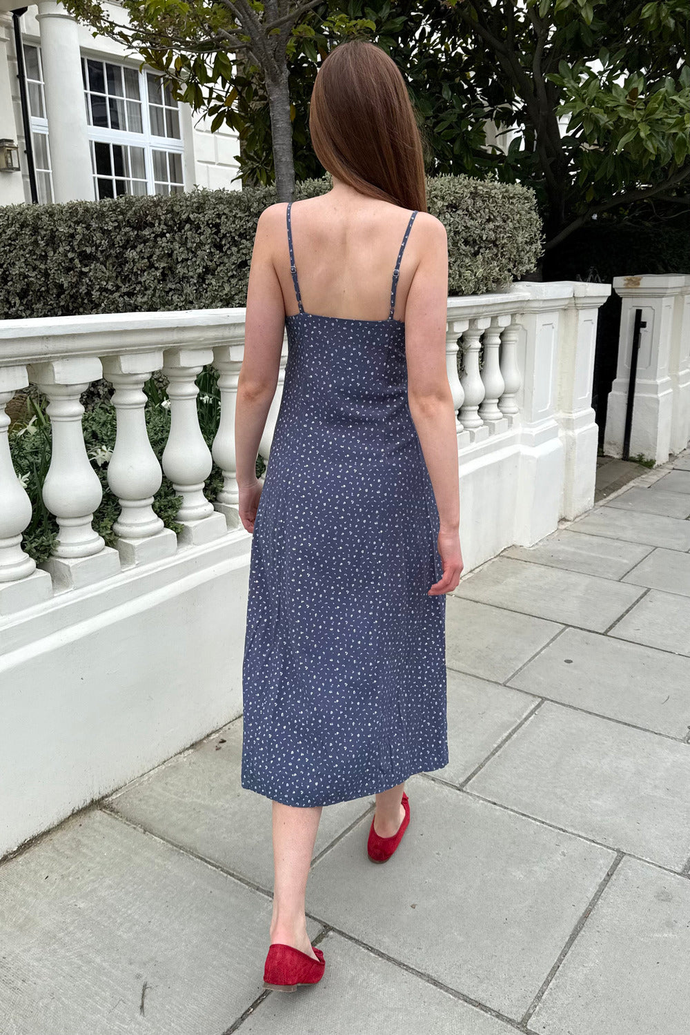 Collen Floral Dress | Faded Navy White Floral / S