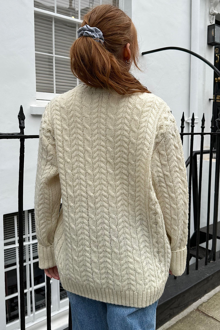Winona Cable Knit Wool Sweater | Ivory / Oversized Fit