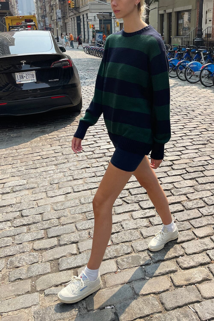 Navy Blue and Dark Green Stripes / Oversized Fit